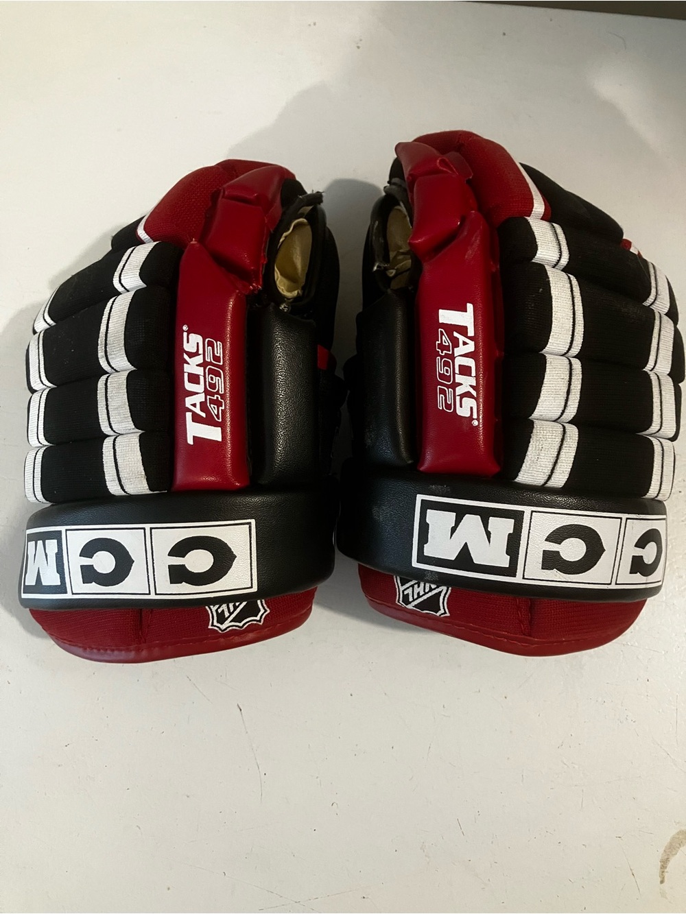 CCM Red and Black Hockey Gloves - Tacks Style